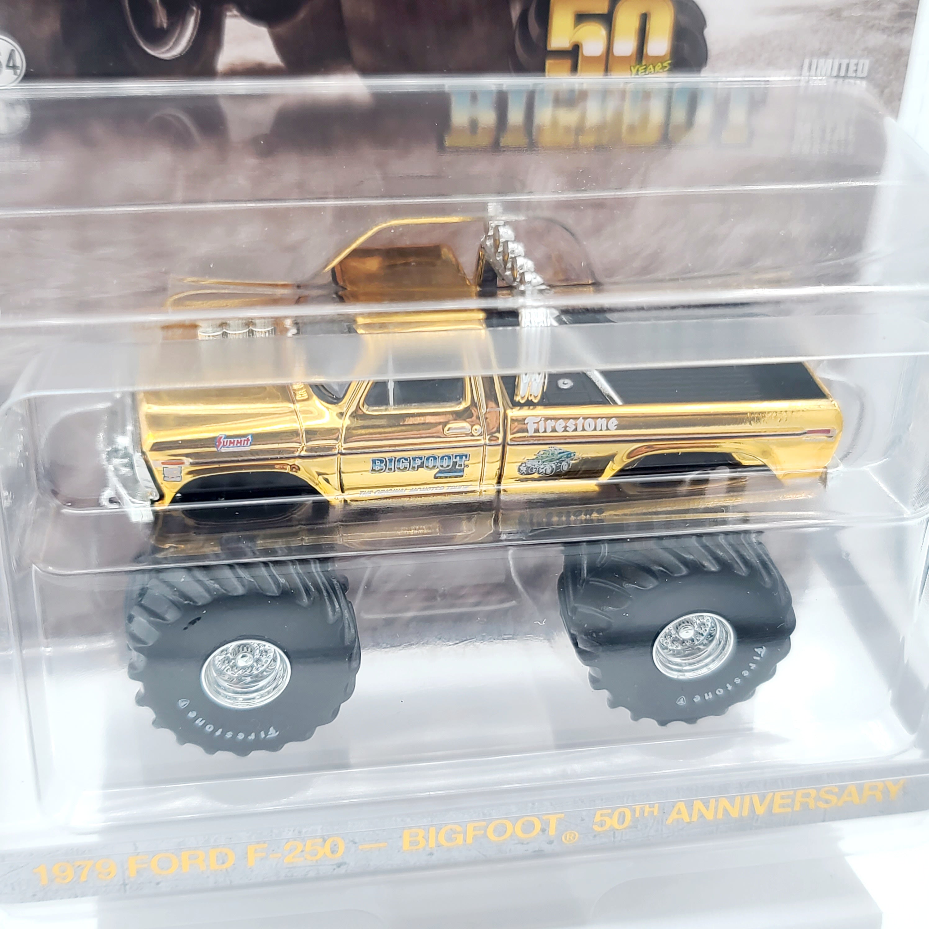 GreenLight - CHASE, GOLD CHROME - '79 Ford F-250 "Bigfoot #1" Monster Truck - 1:64, 50th Anniversary (2025 Hobby Exclusive)